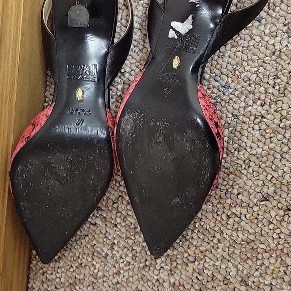 Cavalli Class Pink Black Python Kitten Heels Sz 37 2.5" Heel (US 6.5) - Picture 7 of 8